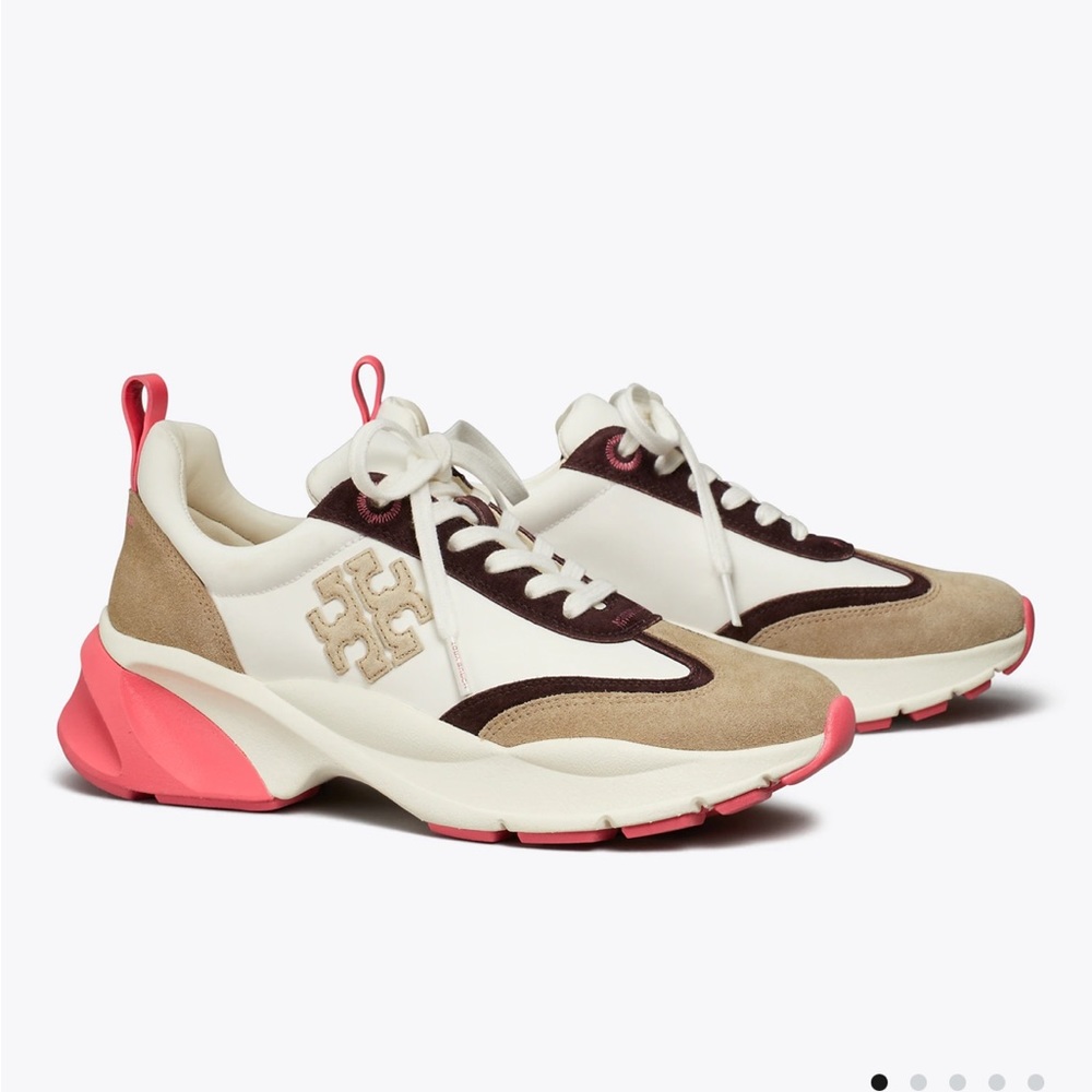 Tory Burch - Good Luck Trainer - 
New Ivory / Taupe / Pink